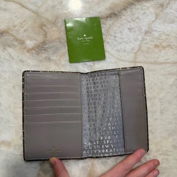 Kate Spade Taupe and Glitter Passport Cover - Picture 3 of 6